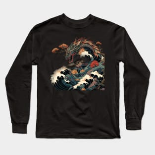 ⭐⭐⭐⭐⭐ Ukiyo-e style dragon wave Long Sleeve T-Shirt